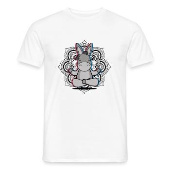 Yoga Donkey Mandala Lotus Flower Meditation Donkey - Men's T-Shirt - white - Front - AI Model Male 178 dark (178cm)