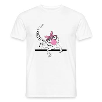 Bärtiger Drache kaut Kaugummi Blase Bartagame - Männer T-Shirt - Weiß - Vorne - AI Model Male 178 dark (178cm)