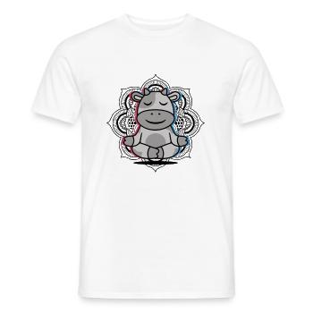 Yoga Rind Mandala Lotusblume Meditation Kuh - Männer T-Shirt - Weiß - Vorne - AI Model Male 178 dark (178cm)