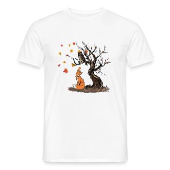Fox And Owl On The Tree - Men's T-Shirt - white - Front - AI Model Male 178 dark (178cm)