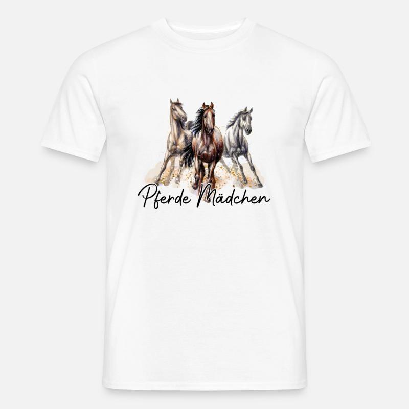 Pferde Mädchen - Männer T-Shirt - Weiß