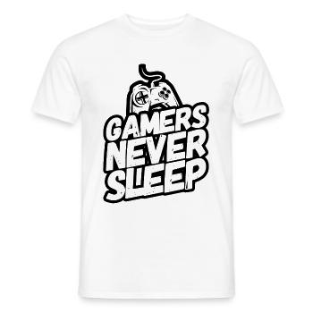 Gamer Gaming Gambling Jeux vidéo Dormir - T-shirt homme - blanc - Devant - AI Model Male 178 dark (178cm)