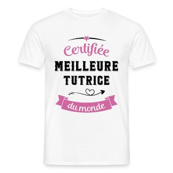 Certifiée meilleure tutrice du monde - T-shirt homme - blanc - Devant - AI Model Male 178 dark (178cm)