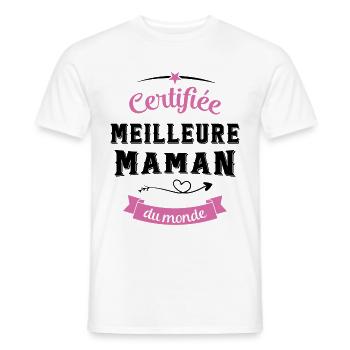 Certifiée Meilleure Maman du Monde - T-shirt homme - blanc - Devant - AI Model Male 178 dark (178cm)