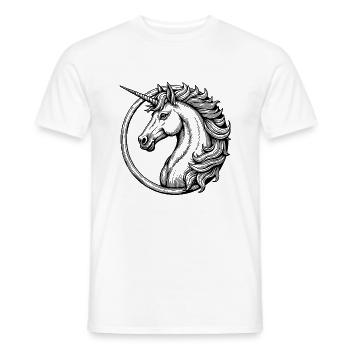 Illustration du logo de la licorne majestueuse - T-shirt homme - blanc - Devant - AI Model Male 178 dark (178cm)