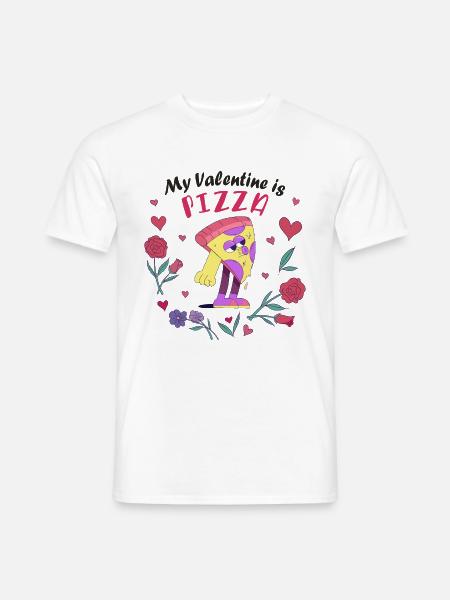 Mein Valentin ist Pizza - Männer T-Shirt - Weiß