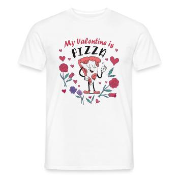 My Valentine is Pizza - Men's T-Shirt - white - Front - AI Model Male 178 dark (178cm)