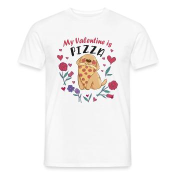 My Valentine is Pizza - Men's T-Shirt - white - Front - AI Model Male 178 dark (178cm)