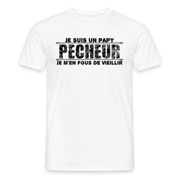 je suis un papy pêcheur cadeau d'anniversaire - T-shirt homme - blanc - Devant - AI Model Male 178 dark (178cm)