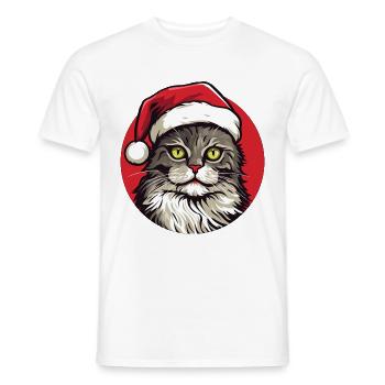 Chats Noël - T-shirt homme - blanc - Devant - AI Model Male 178 dark (178cm)