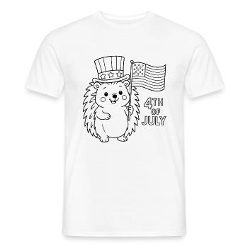 Patriotic Hedgehog – 4th of July USA Design - Men's T-Shirt - white - Front - AI Model Male 178 dark (178cm)
