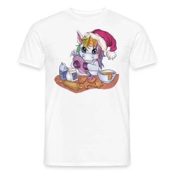 Witziges Regenbogen Einhorn als Bäcker Konditor - Männer T-Shirt - Weiß - Vorne - AI Model Male 178 dark (178cm)