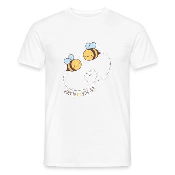 Mignon heureux d'abeille avec vous, calembours - T-shirt homme - blanc - Devant - AI Model Male 178 dark (178cm)