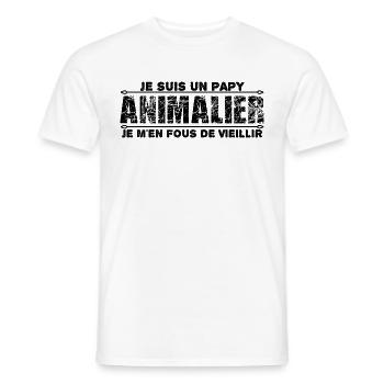 je suis un papy animalier cadeau pour mon papy. - T-shirt homme - blanc - Devant - AI Model Male 178 dark (178cm)