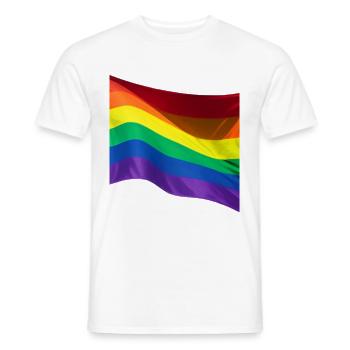 Défilé du mois de la fierté drapeau LGBTQIA - T-shirt homme - blanc - Devant - AI Model Male 178 dark (178cm)