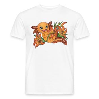 Niedliches Axolotl mit Lilie Blume Sommer Urlaub - Männer T-Shirt - Weiß - Vorne - AI Model Male 178 dark (178cm)