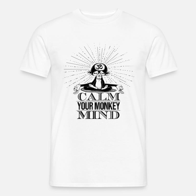Monkey meditates Om - calm your monkey mind - Men’s T-shirt - white