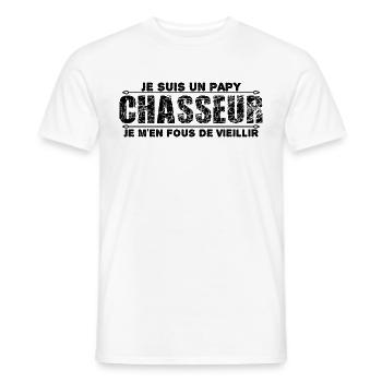 e suis un papy chasseur cadeau grand-père. - T-shirt homme - blanc - Devant - AI Model Male 178 dark (178cm)