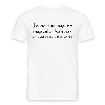 Juste besoin d'un café | Idée cadeau - T-shirt homme - blanc - Devant - AI Model Male 178 dark (178cm)
