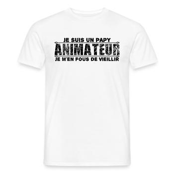 Je suis un papy animateur cadeau d'anniversaire - T-shirt homme - blanc - Devant - AI Model Male 178 dark (178cm)
