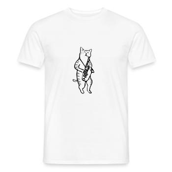 Saxophone Cat Music - T-shirt homme - blanc - Devant - AI Model Male 178 dark (178cm)