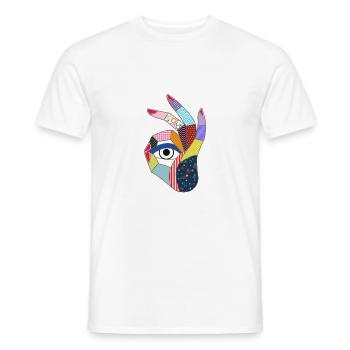 yeux regarde à travers une main dans le pop art style - T-shirt homme - blanc - Devant - AI Model Male 178 dark (178cm)
