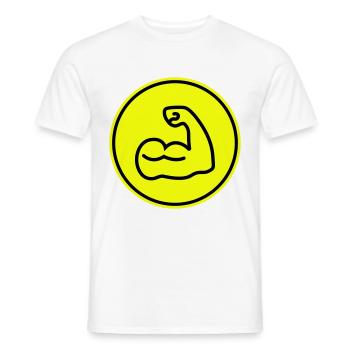 Muscles dumbbell icon - Men's T-Shirt - white - Front - AI Model Male 178 dark (178cm)