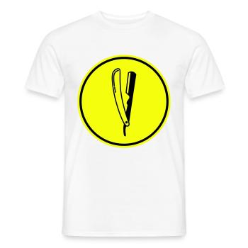 Shave Barber logo icon - Men's T-Shirt - white - Front - AI Model Male 178 dark (178cm)