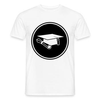 Casquette d’étudiant - T-shirt homme - blanc - Devant - AI Model Male 178 dark (178cm)