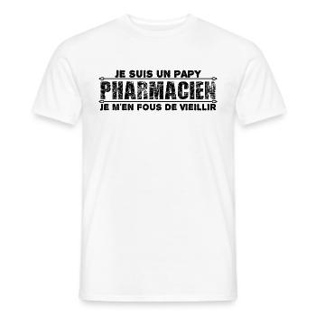 Je Suis Un Papy Pharmacien cadeau pour mon papy - T-shirt homme - blanc - Devant - AI Model Male 178 dark (178cm)