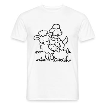 a family of sheep - 1 color - Men's T-Shirt - white - Front - AI Model Male 178 dark (178cm)