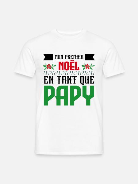 Premier noël en tant que papy - T-shirt homme - blanc