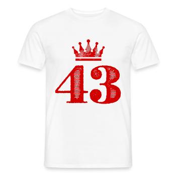 43 Cijfer kroon - Heren T-shirt - wit - Voor - AI Model Male 178 dark (178cm)