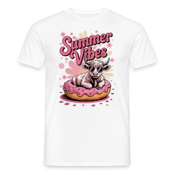 Schottisches Hochland Rind Kuh Summer Vibes lustig - Männer T-Shirt - Weiß - Vorne - AI Model Male 178 dark (178cm)