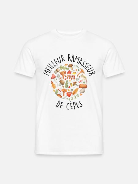 Steinpilz-Pilz-Sammler - Männer T-Shirt - Weiß