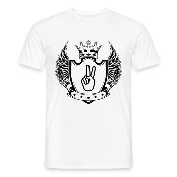 Hand Peace Wappen - Männer T-Shirt - Weiß - Vorne - AI Model Male 178 dark (178cm)