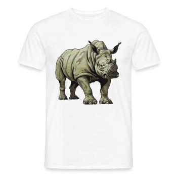 Rhinoceros Animal - Men's T-Shirt - white - Front - AI Model Male 178 dark (178cm)