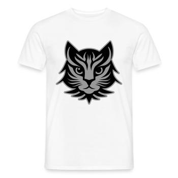 Tête de portrait de chat - T-shirt homme - blanc - Devant - AI Model Male 178 dark (178cm)