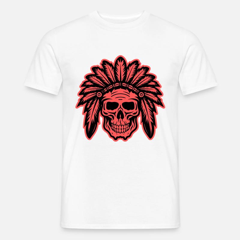 Apache Indianer Häuptling Totenkopf - Männer T-Shirt - Weiß