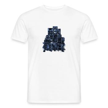 Ventilateurs de système de musique subwoofer rack rack tour - T-shirt homme - blanc - Devant - AI Model Male 178 dark (178cm)