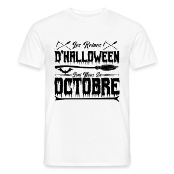 Les reines d’Halloween sont nées en octobre - T-shirt homme - blanc - Devant - AI Model Male 178 dark (178cm)