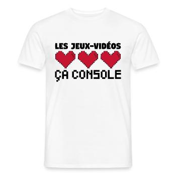 les jeux vidéos. ça console. Cadeau gamer. - T-shirt homme - blanc - Devant - AI Model Male 178 dark (178cm)