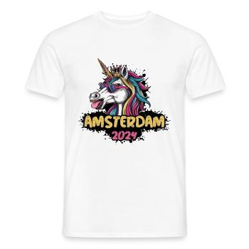 Amsterdam 2024 Einhorn - Männer T-Shirt - Weiß - Vorne - AI Model Male 178 dark (178cm)
