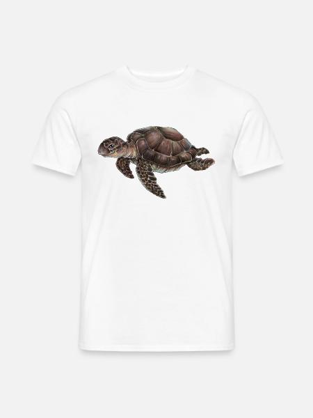 Niedliche Hand gezeichnete Schildkröte Meer Ozean - Männer T-Shirt - Weiß