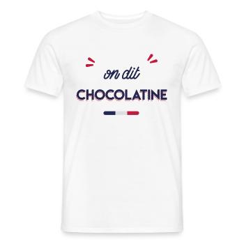 We say chocolatine - Men's T-Shirt - white - Front - AI Model Male 178 dark (178cm)
