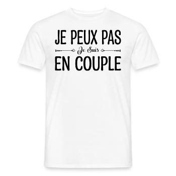 je peux pas je suis en couple. cadeau couple. - T-shirt homme - blanc - Devant - AI Model Male 178 dark (178cm)