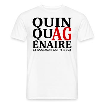 Quinquagénaire / Anniversaire / Humour / drôle - T-shirt homme - blanc - Devant - AI Model Male 178 dark (178cm)