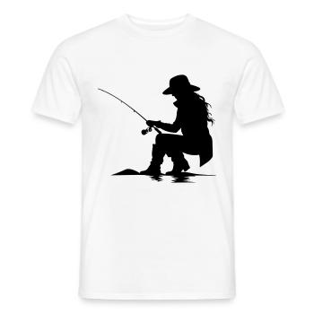 Fishing Woman Silhouette - Men's T-Shirt - white - Front - AI Model Male 178 dark (178cm)