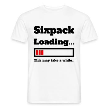Sixpack loading funny saying for training joke - Men's T-Shirt - white - Front - AI Model Male 178 dark (178cm)