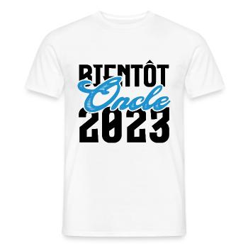 Cadeau Annonce grossesse bientôt Oncle 2023.Tonton - T-shirt homme - blanc - Devant - AI Model Male 178 dark (178cm)
